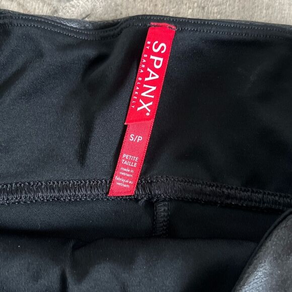 SPANX Black Faux Leather Leggings Size Small - Picture 5 of 8